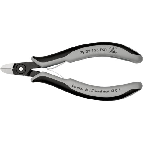 KNIPEX 79 02 125 ESD Alicates de precisión de corte diagonal para electrónica ESD con mangos multicomponentes Barnizados 125 mm