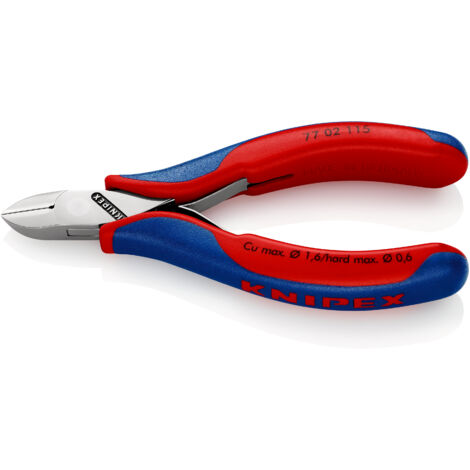 KNIPEX 77 02 115 Alicates de corte diagonal para electrónica con articulación machihembrada con mangos multicomponentes 115 mm