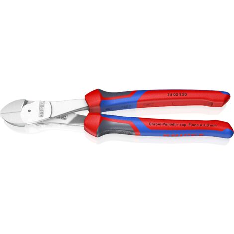 KNIPEX 74 05 250 Alicates de corte diagonal de fuerza con mangos multicomponentes cromado 250 mm (1/7)