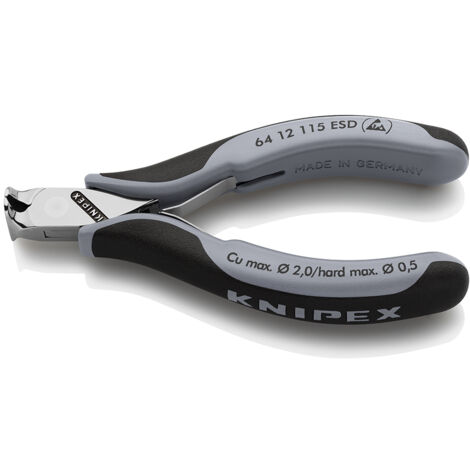 KNIPEX 64 12 115 ESD Alicates de corte frontal para electrónica ESD con mangos multicomponentes 115 mm