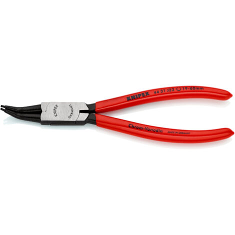 KNIPEX 44 31 J22 Alicate para arandelas para arandelas interiores en taladros en ángulo de 45° recubiertos de plástico Negro atramentado 180 mm