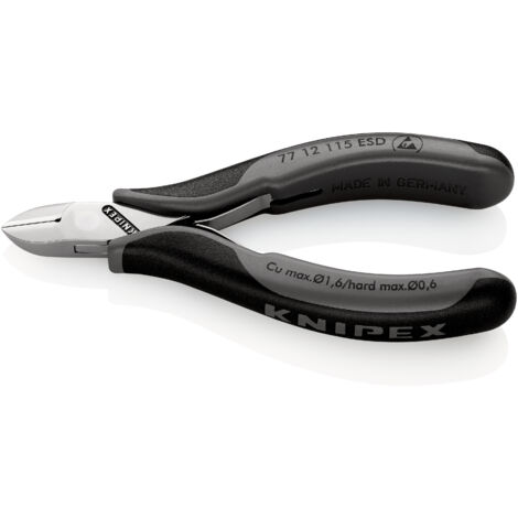 KNIPEX 77 12 115 ESD Alicates de corte diagonal para electrónica ESD con articulación machihembrada con mangos multicomponentes 115 mm