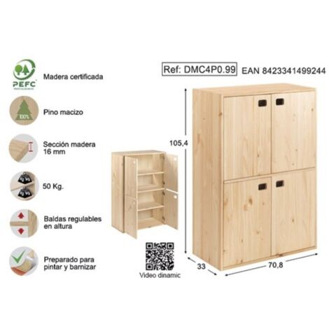 Mueble modulo dinamic 4 puertas 105,4 x 70,8 x 33 cm