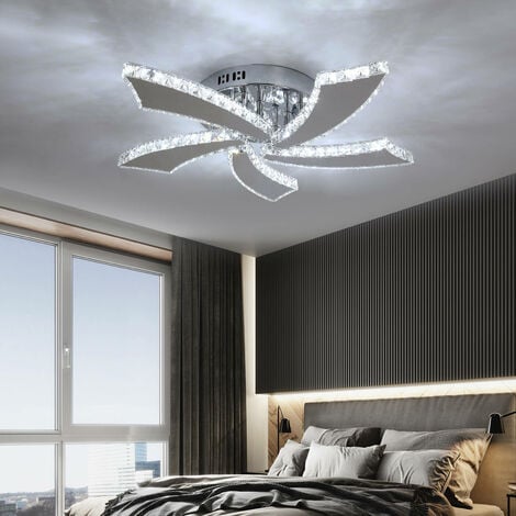 Moderner LED-Kristallleuchter 5 Licht 54W Chrom Unterputz-Deckenbeleuchtung  für Schlafzimmer Flur 6500K, weißes Licht