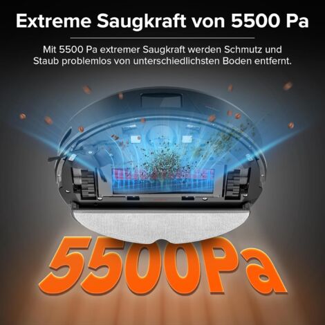 Roborock Q8 Max+ Saugroboterr mit selbstentleerender Absaugstation (7 Wochen) / DuoRoller-Bürste/ 5500 Pa Saugkraft/No-Go-Zonen/Reinigung entlang der Bodenlinien/App(Q7 max+ Upgrade)