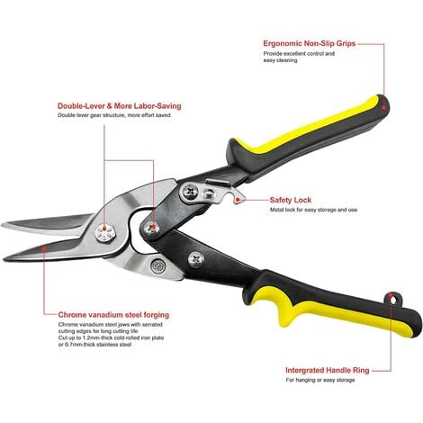 Metal Shears Aviation Snip Set 3 Pack Snips Cutters - Left. Right and Straight M