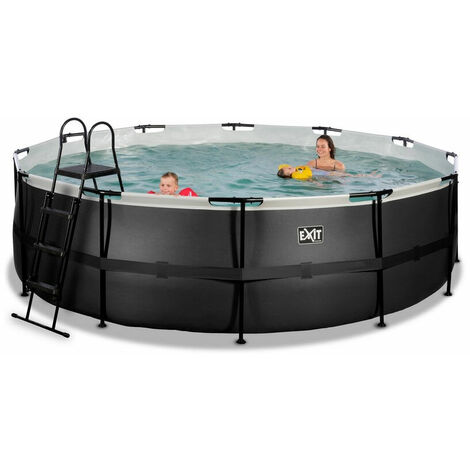 Piscine EXIT Stone ø360x122cm avec pompe filtrante à sable - grise