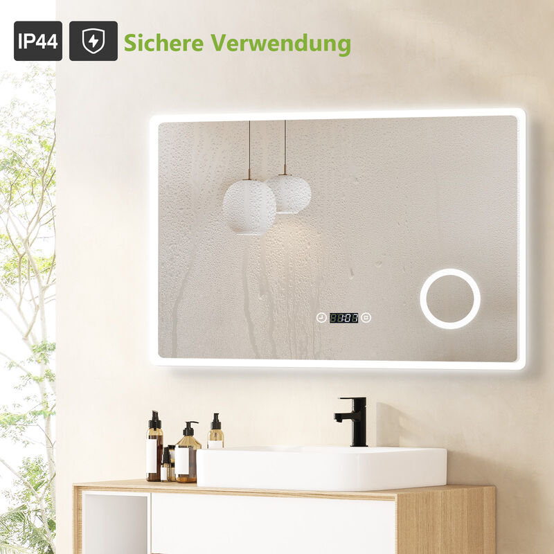 S'AFIELINA LED Badspiegel 100 x 60 cm Badezimmerspiegel mit