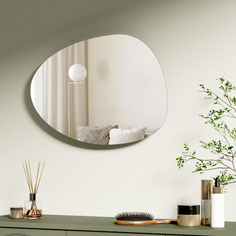 S'AFIELINA Wandspiegel asymmetrisch 45×60cm ohne Rahmen Deckospiegel Badspiegel für Wohnzimmer, Badezimmer und Schlafzimmer