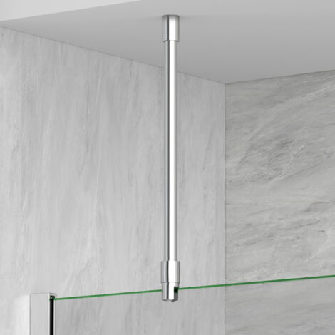 S'AFIELINA Dusch-Stabilisierungsstange aus Edelstahl, rund, für Glas 6–10 mm, auch für Decke, ideal für Duschabtrennungen,1 Stück (1/5)
