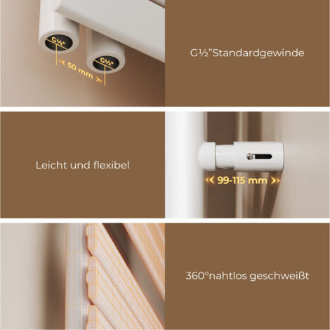 S'AFIELINA Badheizkörper Handtuchheizkörper Flach Paneel Heizkörper für Bad Seitenanschlusss Weiß 1041x400mm 456 Watt