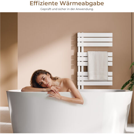 S'AFIELINA Badheizkörper Handtuchheizkörper Flach Paneel Heizkörper für Bad Seitenanschlusss Weiß 1041x400mm 456 Watt