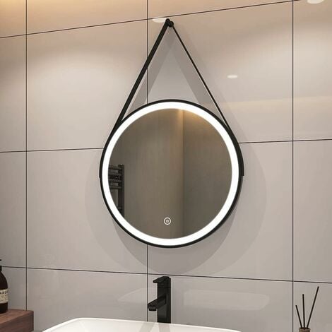 Badezimmer LED Spiegel 60×80 - Schwarzer Rahmen Hintergrundbeleuchtung