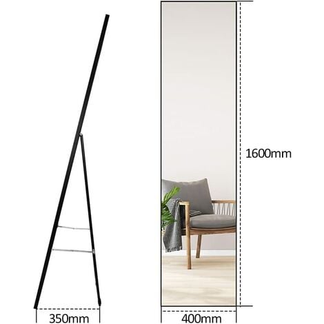 Asymmetrischer Standspiegel 160x55cm - Moderner Holzrahmen In Braun
