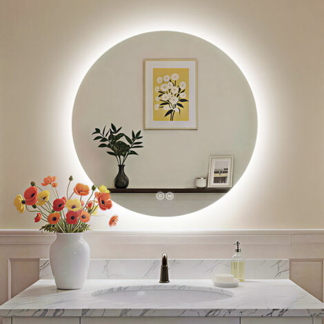 S'AFIELINA Badspiegel mit Beleuchtung Rund LED Wandspiegel Badezimmerspiegel mit Touch und 3 Lichtfarbe Dimmbar 70cm