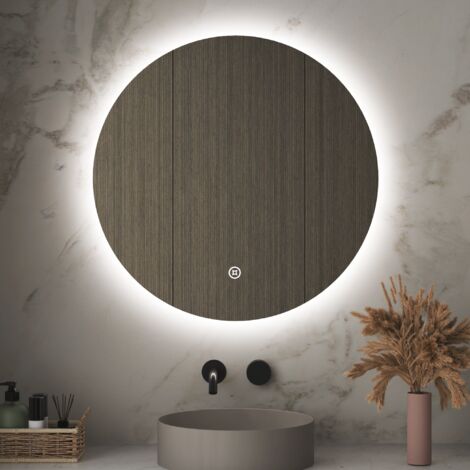 S'AFIELINA Badspiegel mit Beleuchtung Rund LED Wandspiegel Badezimmerspiegel mit Touch und kaltweißes Licht 70cm