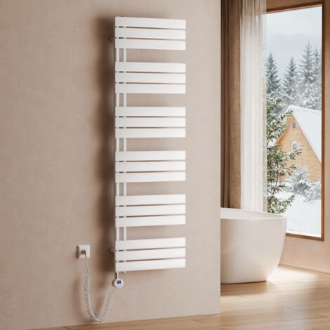 S'AFIELINA Elektrischer Badheizkörper Flach Paneelheizkörper Handtuchwärmer Heizkörper inkl. Heizstab mit Thermostat,Elektrisch betrieben,Weiß,159.9x50 cm 1000Watts