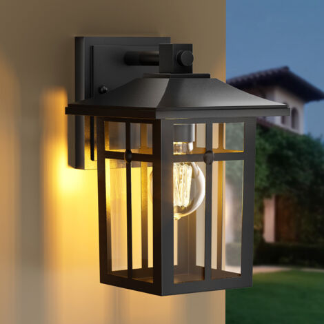 S'AFIELINA Schwarz Außen Wandleuchte Wandbeleuchtung Deko Wandlampe  Outdoor Wandlampe für Außenwand Hauswand Haus(Leuchtmittel nicht inklusive )