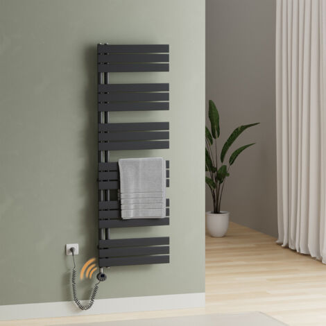 S'AFIELINA Elektrischer Badheizkörper Handtuchtrockner mit Timing Elektrisch Thermostat, Handtuchwärmer mit Heizstab, Anthrazit 159.9x60 cm 1000Watts