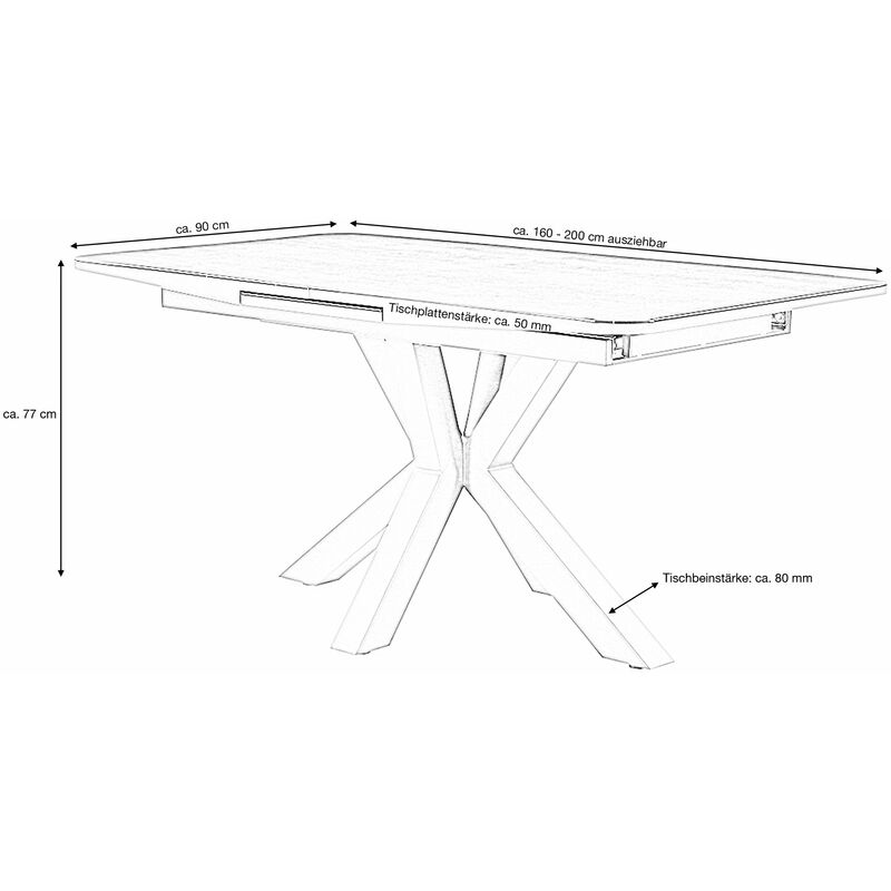 Möbelfundgrube - EMPOLI 200 - Die grau cm - 160 marmoriert Esstisch ausziehbar