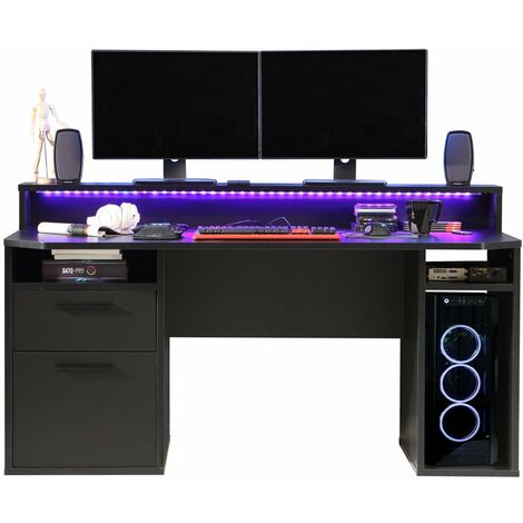 Gaming Tisch TEZAUR 4B Schreibtisch in L-Form mit LED und Zubehör
