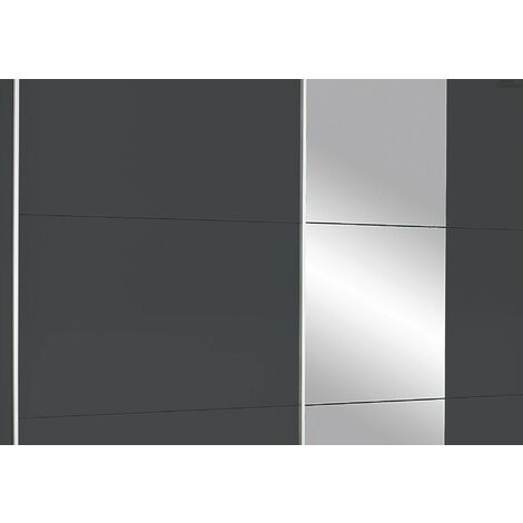 Schwebetürenschrank grau Spiegel 218 cm KRONACH - - Die 2-türig Möbelfundgrube