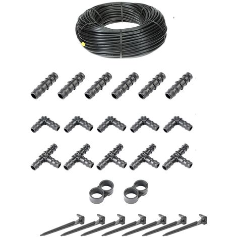 HaGa® Bewässerungsset - 50 Meter Tropfschlauch 16mm ohne Druckkompensierung inkl. Zubehör