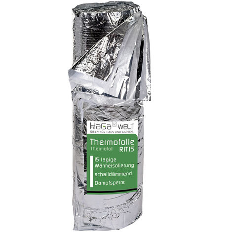 HaGa® Thermofolie Wärmedämmung Dampfsperre Dachisolierfolie 1,2m x 12,5m 465g/m² 15 Schichten