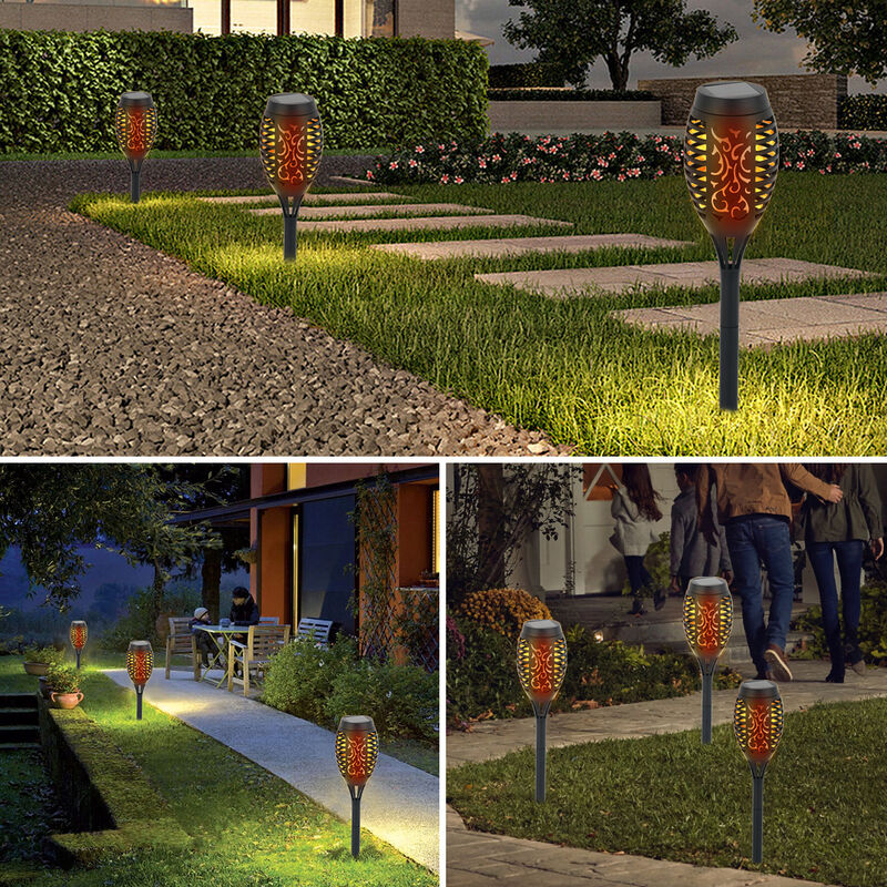 COMELY 2 Pack Solar Lamp Outdoor Flame, Solar Torch Garden, Waterproof IP65  LED Lights For Garden, Porch, lawn