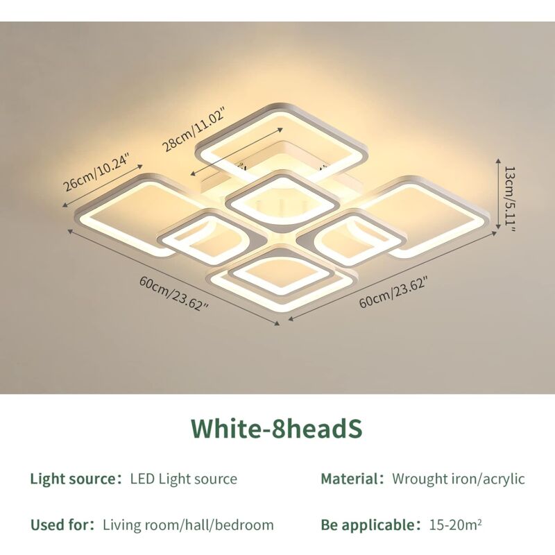 Dimmable LED Ceiling Light, Modern 8 Rings Ceiling Light For Living Room With Remote Control, Suitable For Bedroom, Living Room - View #5