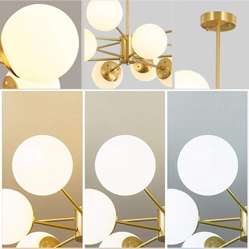 6-Light Sputnik Chandelier - Black & Gold With Smoke Gray Glass Shades, Adjustable Height, Dimmable