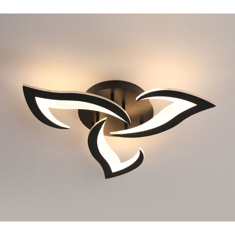 COMELY Modern Led Ceiling Light, 33W 4000LM Acrylic, Creative Petal Design, Black Led Chandelier for Bedroom, Living Room, Dining Room, Kitchen, Hallway, Warm Light 3000K