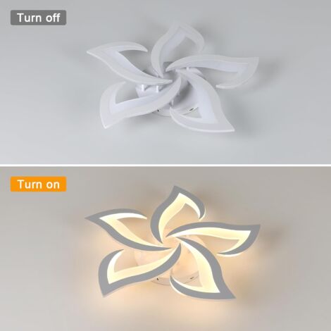 COMELY Modern LED Ceiling Light, 48W 6500LM Acrylic Creative Flower Shape 5 Heads Warm White 3000K for Living Room Bedroom Dining Room Kitchen
