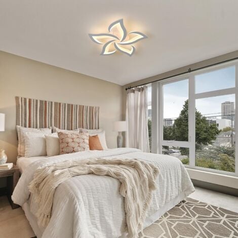 COMELY Modern LED Ceiling Light, 48W 6500LM Acrylic Creative Flower Shape 5 Heads Warm White 3000K for Living Room Bedroom Dining Room Kitchen