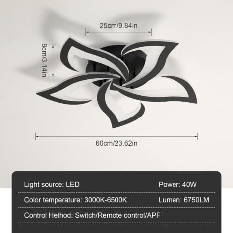 COMELY Dimmable LED Ceiling Light, 40W 3500LM Modern Ceiling Lamp with Remote Control, Creative Petals Design, Acrylic Ceiling Light for Living Room, Bedroom, Dining Room, Φ66cm