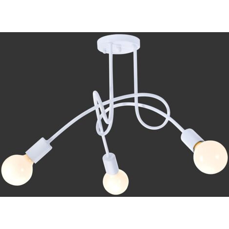 COMELY Retro Industrial Pendant Light, Modern Wrought Iron Ceiling Light, for Living Room, Bedroom, Kitchen, Balcony, E27 Socket, Max 60W, 3 Lamp Heads, White (Bulbs Not Included)