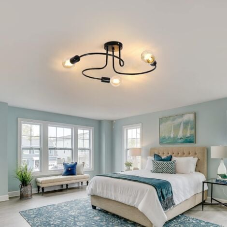 COMELY Industrial Ceiling Light, Retro Chandeliers, E27 Pendant Light, Black Ceiling Light Fixture Hanging Lamp for Living Room Bedroom Kitchen(Without Bulbs)