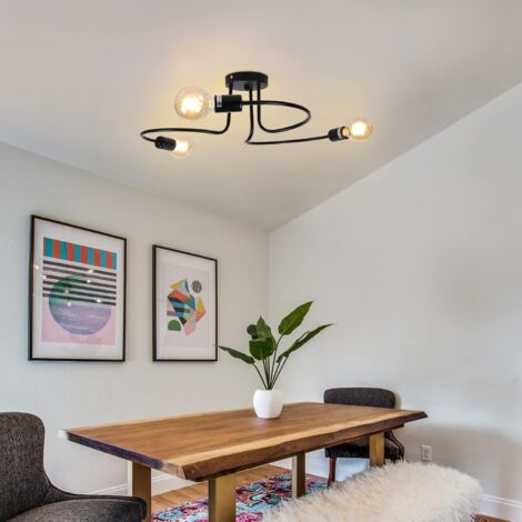 COMELY Industrial Ceiling Light, Retro Chandeliers, E27 Pendant Light, Black Ceiling Light Fixture Hanging Lamp for Living Room Bedroom Kitchen(Without Bulbs)
