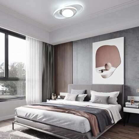 COMELY Modern LED Ceiling Light 39W, Creative Double Ellipse, Diameter 39cm, for Bedroom, Living Room, Kitchen, Hallway, Entryway - White - White Light 6500K