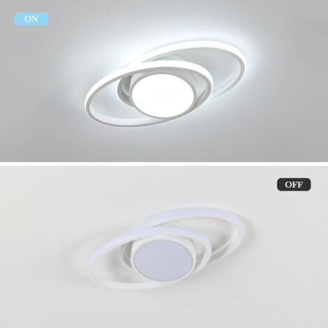 COMELY Modern LED Ceiling Light 39W, Creative Double Ellipse, Diameter 39cm, for Bedroom, Living Room, Kitchen, Hallway, Entryway - White - White Light 6500K