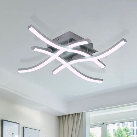 COMELY LED Ceiling Light with Creative Design, 4 Lamps, Crossed Wave Shape, IP20, Diameter 36CM, for Living Room, Bedroom, Kitchen - Gray - 24W - Cool White Light 6500K (1/5)