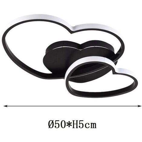 COMELY Modern Heart-shaped LED Ceiling Light Perfect for Living Room, Bedroom, Dining Room, Children's Room - 39W - Black - Warm Light 3000K
