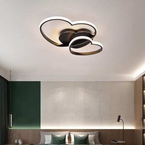 COMELY Modern Heart-shaped LED Ceiling Light Perfect for Living Room, Bedroom, Dining Room, Children's Room - 39W - Black - Warm Light 3000K