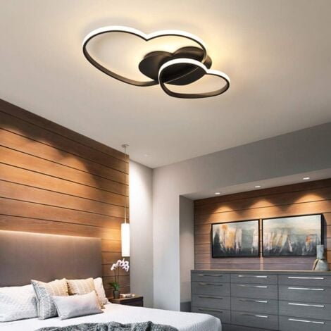 COMELY Modern Heart-shaped LED Ceiling Light Perfect for Living Room, Bedroom, Dining Room, Children's Room - 39W - Black - Warm Light 3000K
