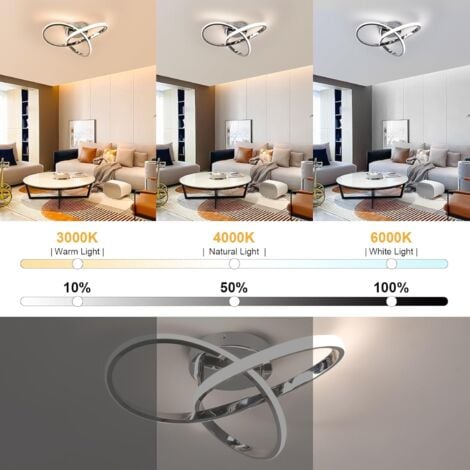 COMELY Modern LED Ceiling Light in Clover Shape, LED Ceiling Luminaire Ø 40cm for Living Room, Kitchen, Bedroom, Balcony, Hallway - 36W - Chrome - Dimmable with Remote Control