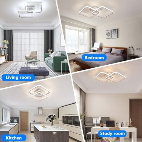 COMELY LED Ceiling Light, 42W 4700LM, Square Acrylic Ceiling Lamp, Modern Aluminum Luminaire 59CM for Kitchen, Dining Room, Bedroom - White - Dimmable with Remote Control