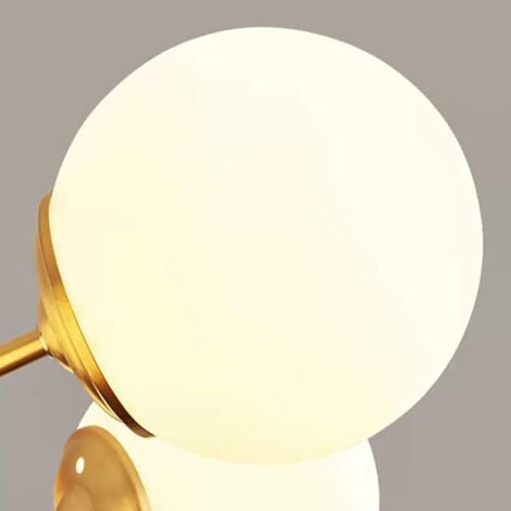 6 Lights Glass Sputnik Chandelier Lighting Gold Satin Brass Modern Pendant Lights White Globe Shade Pendant Hanging Light Fixtures for Bedroom Living Room Kitchen Hallway