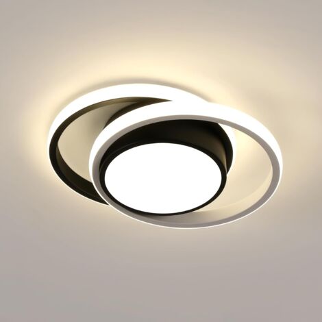 COMELYLED Ceiling Light, Round Ceiling Lamp 32W 3600LM, Modern Ceiling Light Fixture for Hallway Bedroom Bathroom Kitchen Living Room, Natural Light 4500K, Length 28cm, Nero [Energy Class E]