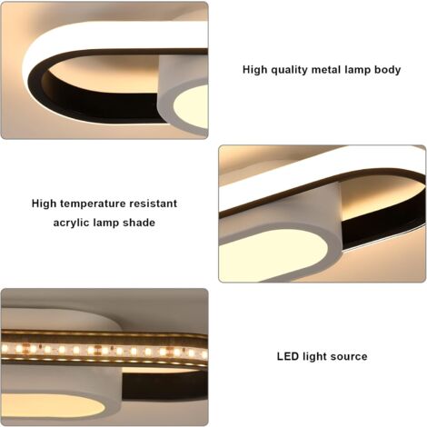 COMELY Modern LED Ceiling Light, 30W 3000LM 3000K Rectangular Ceiling Lamp Warm White Light, Acrylic Ceiling Lamp for Living Room, Bedroom, Kitchen, Hallway, Studio [Energy Class E]