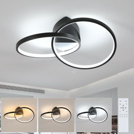 COMELY Led Ceiling Lights, Modern Ceiling Lighting with Remote Control,Dimmable Light Fittings for for Living Room,Bedroom,Kitchen,Office-23W, Black, Aluminum,54CM,3000K-6500k [Energy Class E]